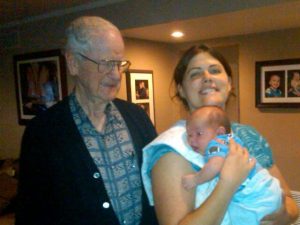 Great-grandpa Mark, his granddaughter Marissa, and great grandson Derek